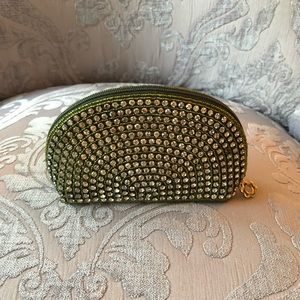 Green rhinestone and beaded coin purse.